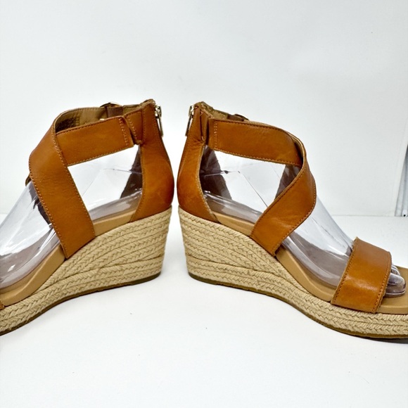 UGG Hylda Leather Wedge Platform Espadrille Sandals Cognac Size 8.5 - Picture 6 of 12